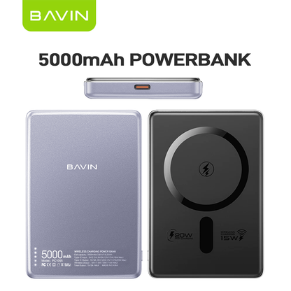 BAVIN PC1095 / PC1106 10000mAh 15W Ultra Thin Fast Charging Wireless Powerbank w/ Free Magnetic Ring