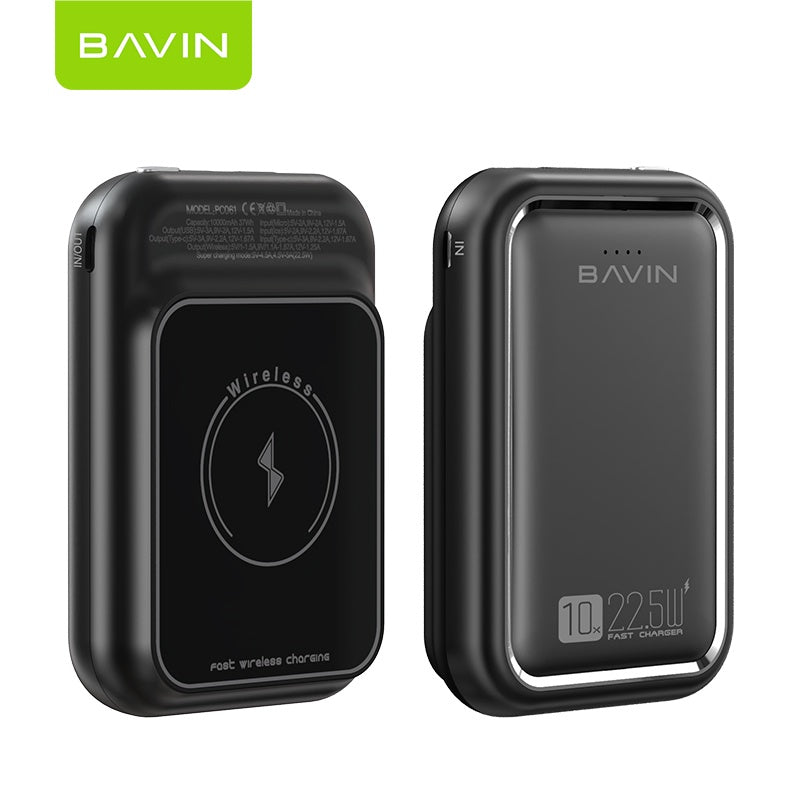 BAVIN Y-PC061 10000mAh Wireless Magnetic Powerbank w/ PD Fast Charging Black