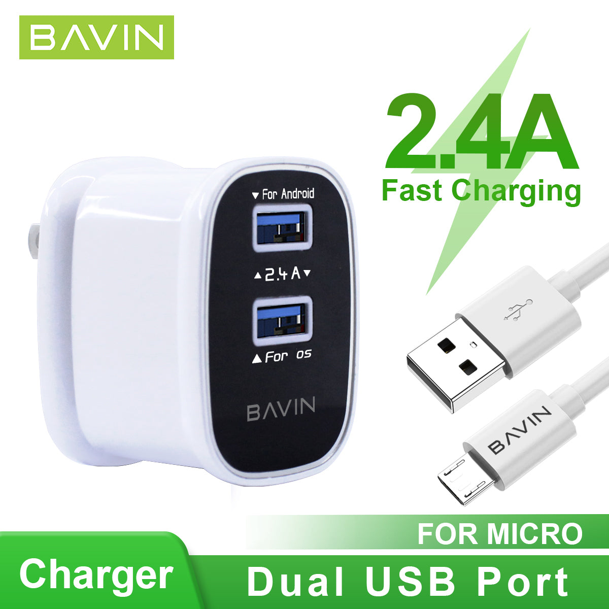 Bavin Iphone Android Charger BAVIN C-PC727-XX Dual USB Wall