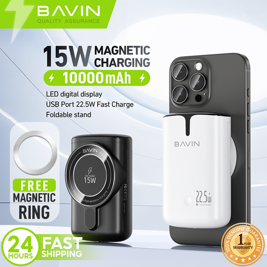 BAVIN PC1056 10000mAh Wireless Powerbank 15W Magnetic Charging with 22.5W USB QC3.0 Fast Charging