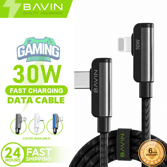 BAVIN CB211 60W PD Fast Charging Data Cable w/ 90 Degree Elbow Gaming Charging Cable for iPhone 17