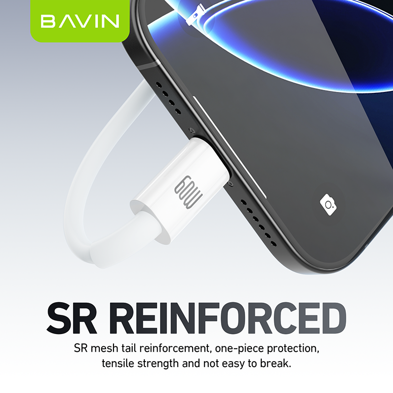 BAVIN U-CB274 100W Fast Charging Type-C Cable for Laptop & iPh 16 25cm / 30cm / 1m Data Transfer TPU Wire