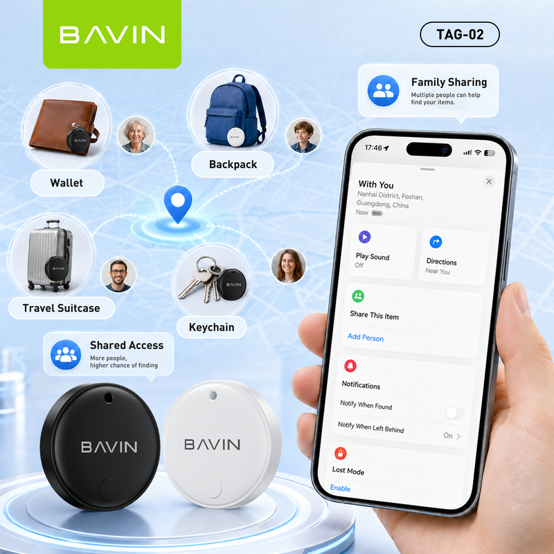 BAVIN TAG02 Smart Wireless Locator Bluetooth Tracker Finder Anti-Lost Tracking Device For iPhone, Android