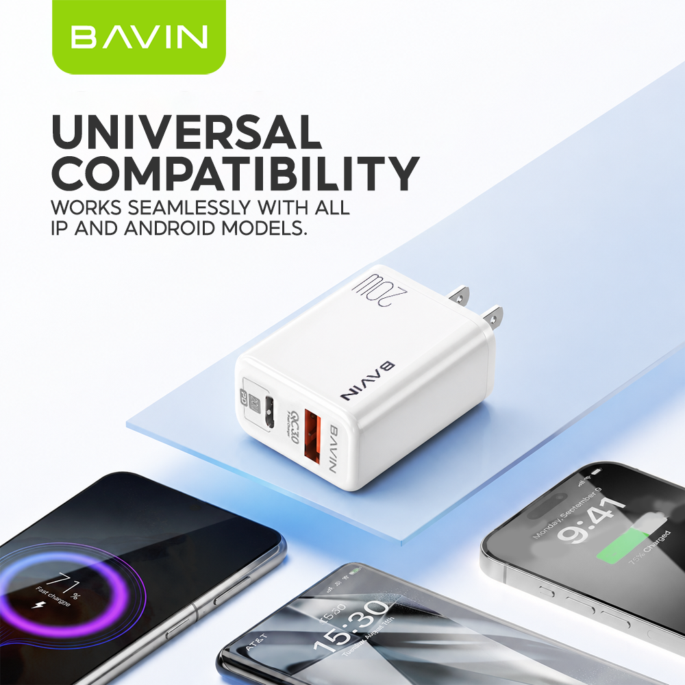 BAVIN PC351 PD Qualcomm3.0 Fast Charging Charger Dual Type-C & Usb Port for iPhone 16