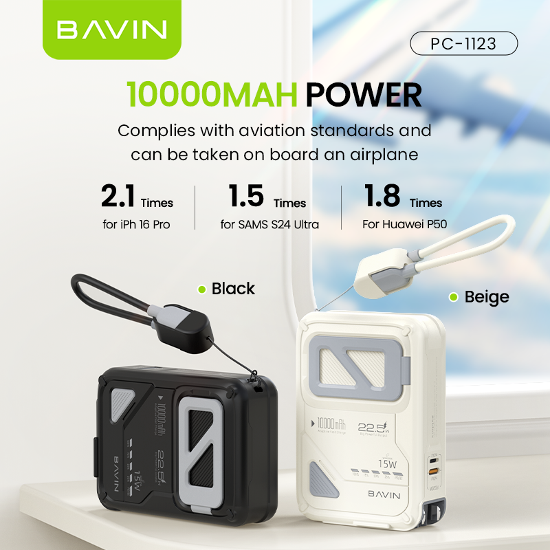 BAVIN Y-PC1123 10000mAh Magnetic Powerbank w/ Phone Holder & AC Plug