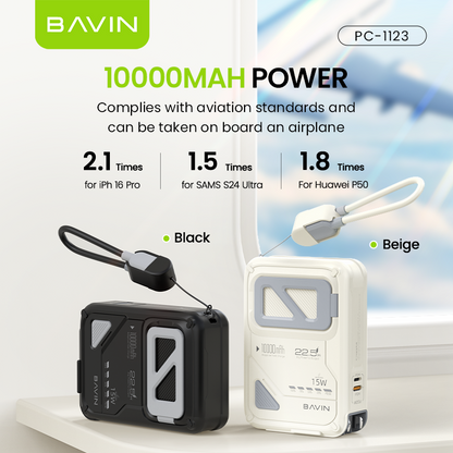 BAVIN Y-PC1123 10000mAh Magnetic Powerbank w/ Phone Holder & AC Plug