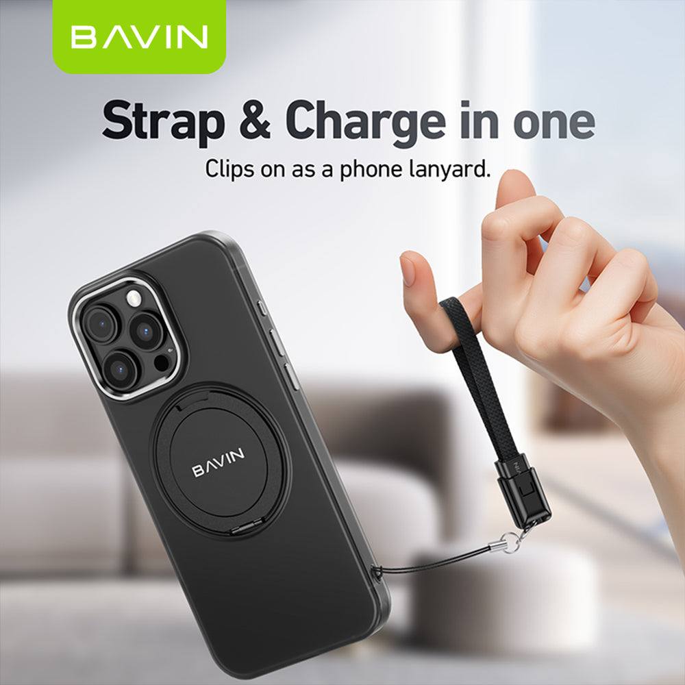 BAVIN U-CB396 60W PD Mini Fast Charging Lanyard Data Cable Type-C to Type-C & Type-C to iPh for Phone & Powerbank