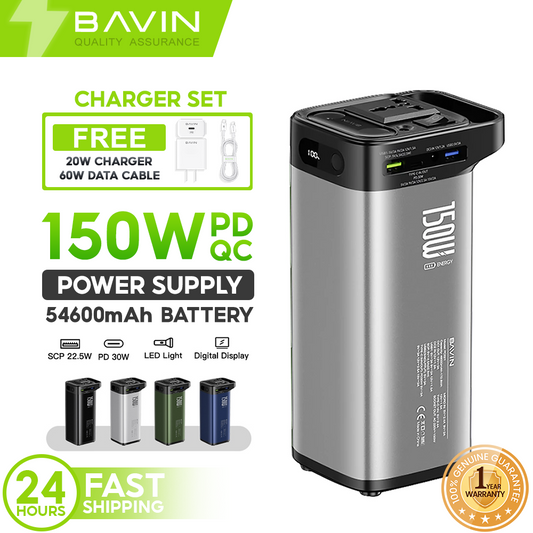 BAVIN PC021 54600mAh 150W Portable Power Supply Powerbank 22.5W w/ LED Light & Display