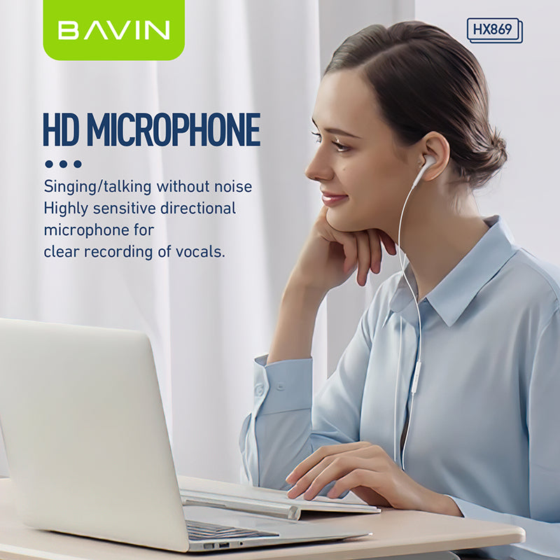 BAVIN HX869 Hi Res Audio Music Wired Earphone Stereo Sounds Widely Compatible for  Type C 3.5mm iPhone