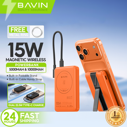 【Christmas Gift】BAVIN PC1190S 10000mAh/5000mAh Magnetic Wireless Powerbank w/ Foldable Stand & Cable