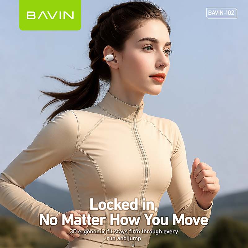 BAVIN HB-BA-102 Open-Ear TWS Bluetooth Earbuds w/ LED Light, Touch Controls, AI Voice Assistant & Translation