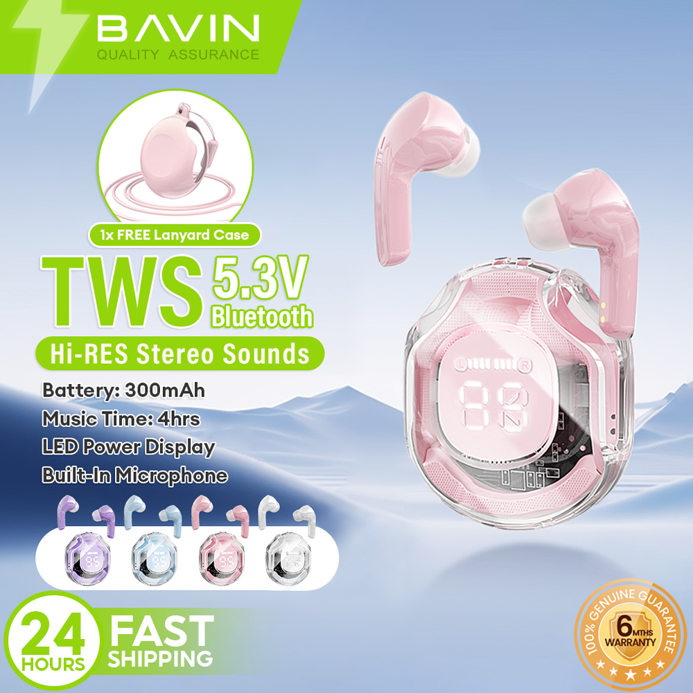 BAVIN BA66 TWS Bluetooth Earphone w/ Stereo Audio Sounds & Built-in Mic