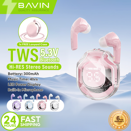 BAVIN BA66 TWS Bluetooth Earphone w/ Stereo Audio Sounds & Built-in Mic