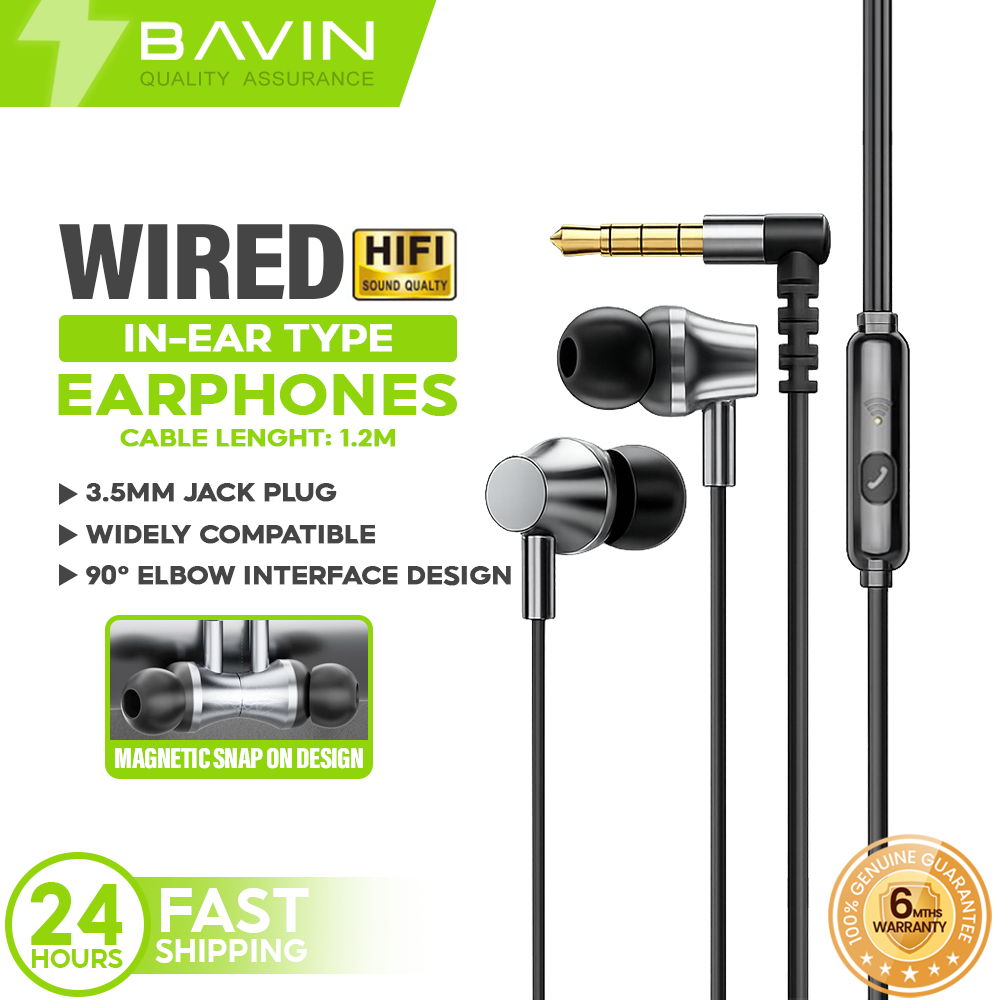 BAVIN HX865 HiFi Sound Quality Universal 3.5mm Wired Earphone Built-In Magnetic and Microphone