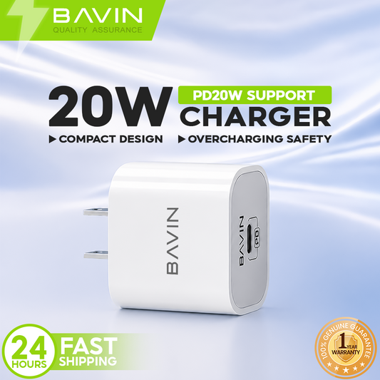 BAVIN PC850 20W Mini Portable PD Fast Charging Charger Adaptor USB-C W/ Multi-Charging Protection