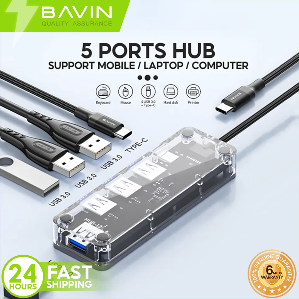 BAVIN I13 6in1 Universal HUB Adapter Support USB3.0 High-Speed Data Transmission 4K HD for PC/Laptop