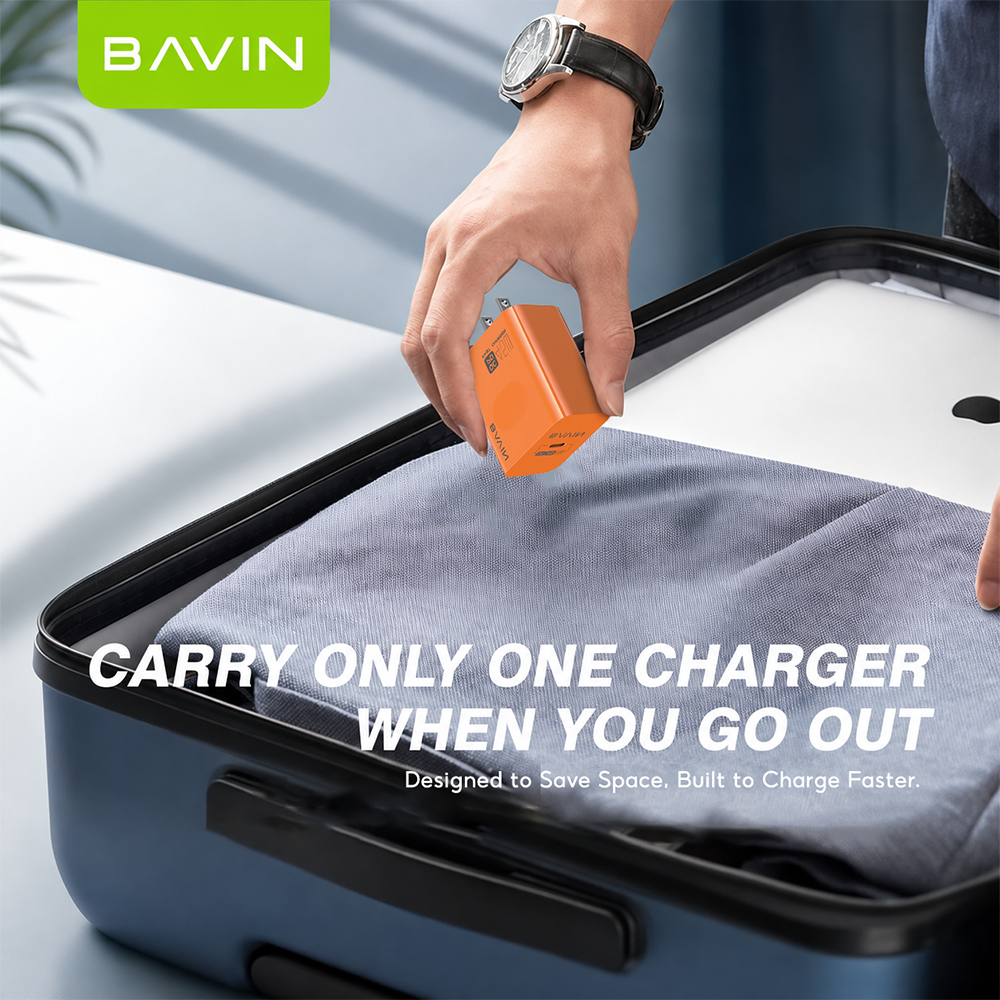BAVIN PC800 45W PD Fast Charging Adapter Type-C Port Supports for iPhone 17 & Laptop w/ Date Cable