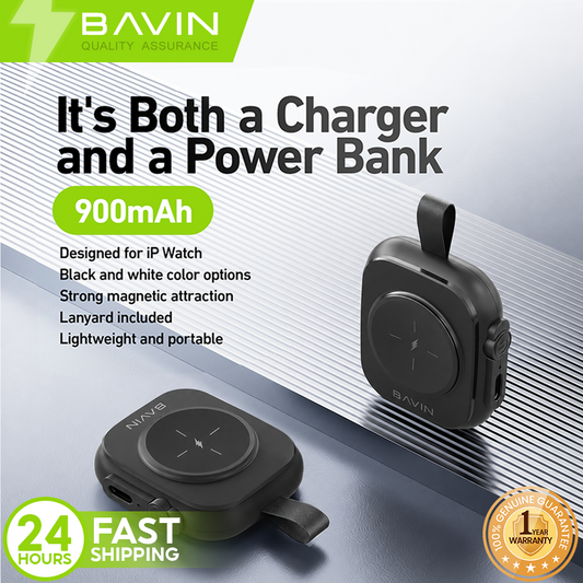 BAVIN PC1081 Portable Travel Wireless Magnetic Charger Power Bank 900mAh for iPhone Watch 8 7 6 5 4 3