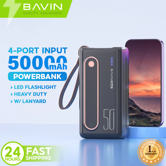 BAVIN PC066 50000mAh Powerbank Charging Type-C Micro iPhone Input & 4 USB Output w/ LED Light PowerBank
