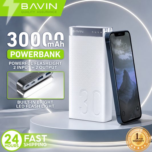BAVIN PC089 30000mAh Large Capacity Powerbank w/ Flashlight / Micro & Type-C Input / 2x USB Output