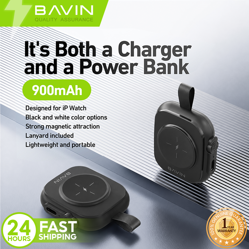 BAVIN PC1081 Portable Travel Wireless Magnetic Charger Power Bank 900mAh for iPhone Watch 8 7 6 5 4 3