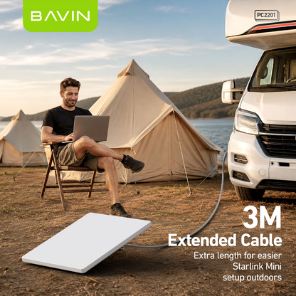 BAVIN PC2201 Starlink Mini 36W PD+QC3.0 Fast DC Power Cable Car Charger w/ Display + Waterproof Outdoor