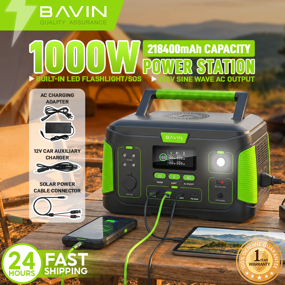 BAVIN BST1000 1000W 218400mAh/ 650W 171600mAh /300W 72800mAh Power Station W/ Solar Panel Input