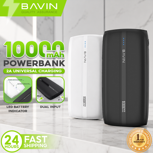 BAVIN PC087 10000mAh Slim Size Portable Power Bank W/ Micro Type-C Input and 2x USB Output