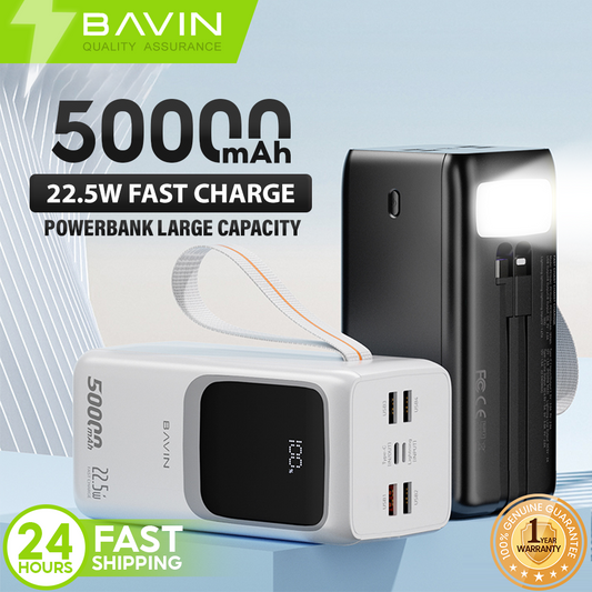 BAVIN PC1032 50000mAh / PC1031 30000mAh 22.5W PD Fast Charging Power bank Built-in Cable LED Display