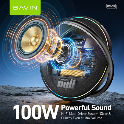 BAVIN BM39 100W Portable Bluetooth Wireless Speaker w/12000mAh Powerbank Function for Home & Outdoor