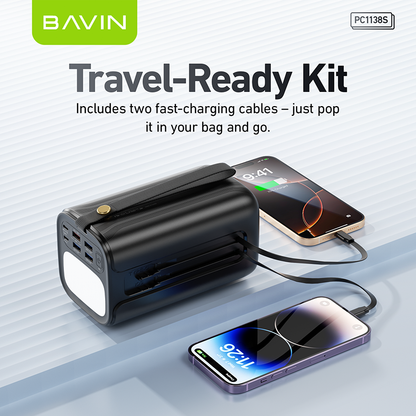 BAVIN Y-PC1057S 80000mAh / Y-PC1138S 100000mAh Heavy Duty Portable 22.5W Fast Charging Powerbank w/ LED Indicator & Flashlight