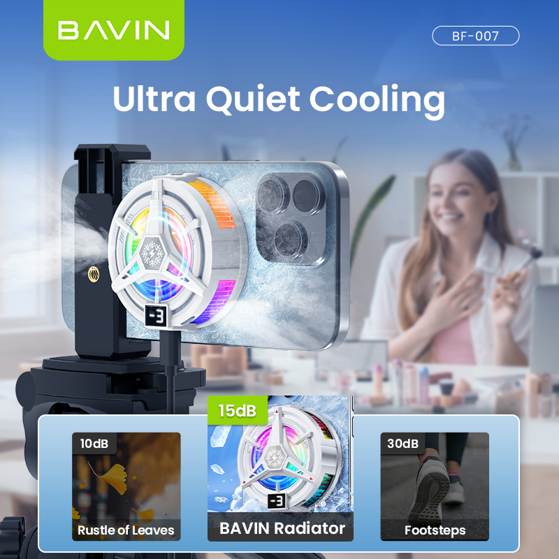 BAVIN BF-007 Magnetic Phone Gaming Cooler Portable Semiconductor Cooling Fan w/ 3 Speed Adjustment for Smartphones
