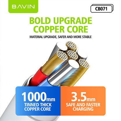 BAVIN U-CB071 QC3.0 Fast Charging Cable 18W/30W/60W Micro iPhone Type-C/V3 Mini USB iPhone 4S & P1000 0.5m-2m 2.4A Data Transfer