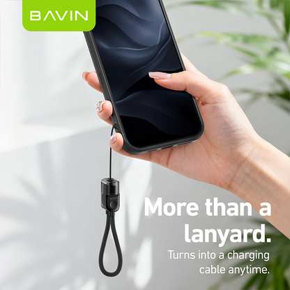 BAVIN CB411 Portable PD 60W Fast Charging 18.5cm Data Cable | Type-C to C / Type-C to iPhone | Lanyard Design Durable
