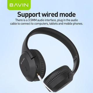 BAVIN HB-BH50 Bluetooth Stereo Headset w/ High-Quality Sound Built-In Microphone & Long Battery Life