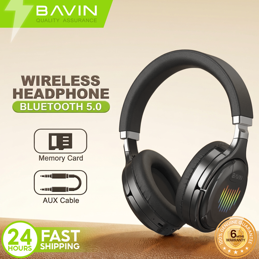 BAVIN BH26 Wireless Bluetooth Earphone Headphone HiFi Audio Sound Powerful Deep Bass w/ RGB Light