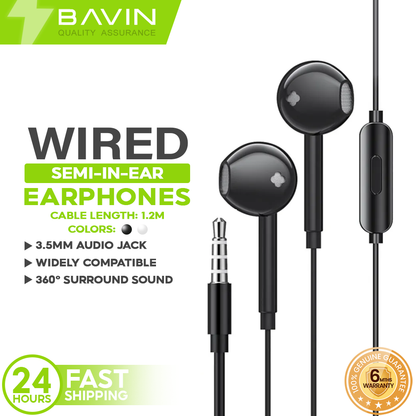 BAVIN HX820 3.5mm Jack Universal Wired Earphone Stereo Audio Sound Phone Earbuds