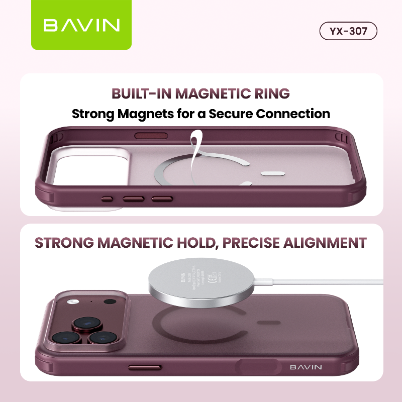 BAVIN YX307 Magnetic Solid Color Shockproof Case Full Coverage Anti-Scratch for iP18/17 Pro, Pro Max