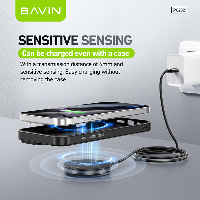 BAVIN C-W-PC2021 Qi2 15W Magnetic Wireless Fast Charger w/ Suction F