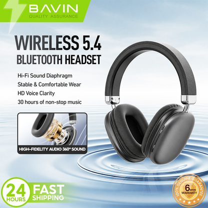 BAVIN BH55 Wireless 5.4 Bluetooth Earphone Headphone w/ High-Fidelity Audio Sound for SD Card & AUX