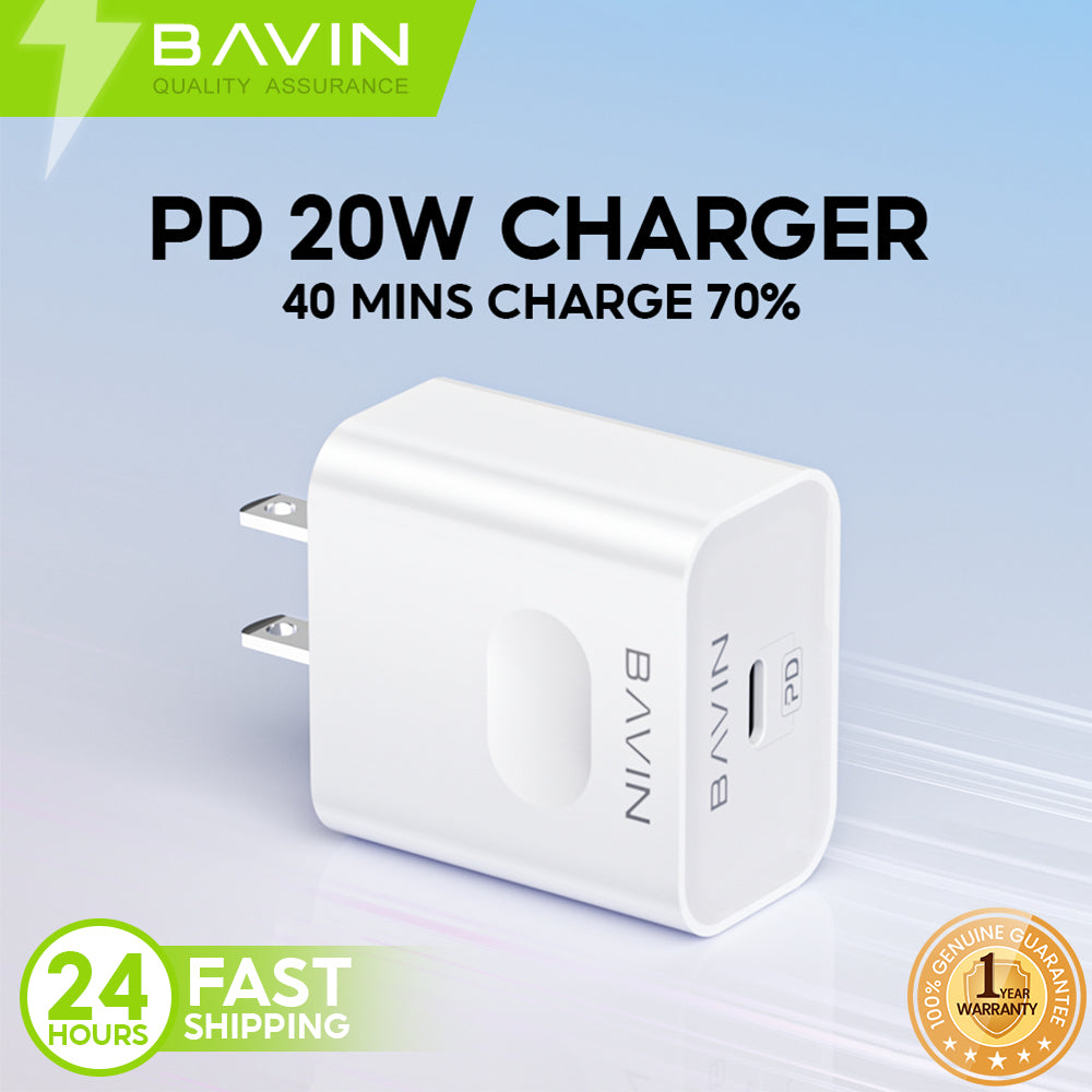 BAVIN PC837 20W PD Type-C Adapter Fast Charging Multi-Protection Charger Widely Compatible for Smartphones