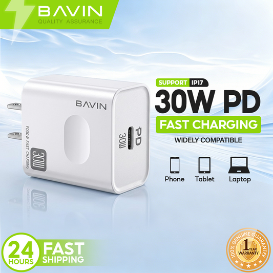 BAVIN PC818 30W PD Fast Charging Universal Wall Charger Type-C Compatible for iPhone 12-17 Series & Android Devices
