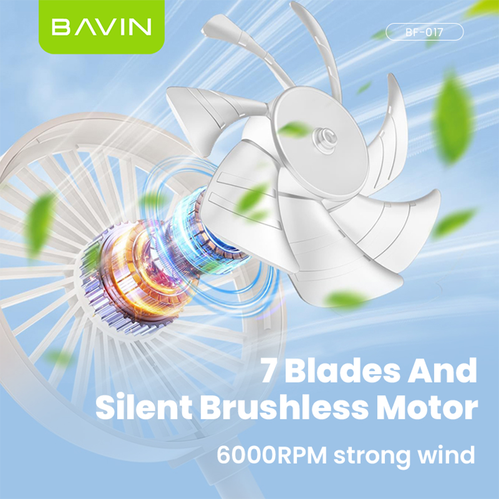 【Christmas Gift】BAVIN BF017 Magnetic Portable Handheld Fan w/Desktop Phone Stand+6000RPM Strong Wind