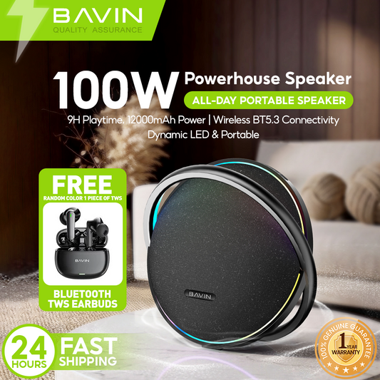 BAVIN BM39 100W Portable Bluetooth Wireless Speaker w/12000mAh Powerbank Function for Home & Outdoor