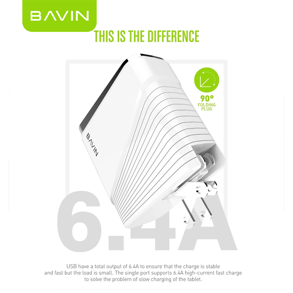BAVIN C-PC522 18W QC 3.0 Fast Charging Multi-Port USB Wall Charger Adapter for iP & Android Devices