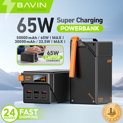 BAVIN PC1139 30000mAh 22.5W / PC1150 50000mAh 65W PD Power Bank | Portable Charger for Phone Laptop