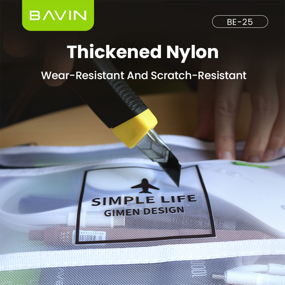 BAVIN BE25 Multi-functional Portable Transparent Double-Layer Nylon Mesh Storage Pouch Bag w/ Zipper