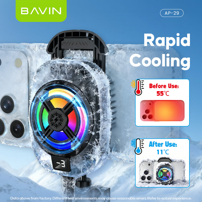 【Christmas Gift】BAVIN BF017 Magnetic Portable Handheld Fan w/Desktop Phone Stand+6000RPM Strong Wind