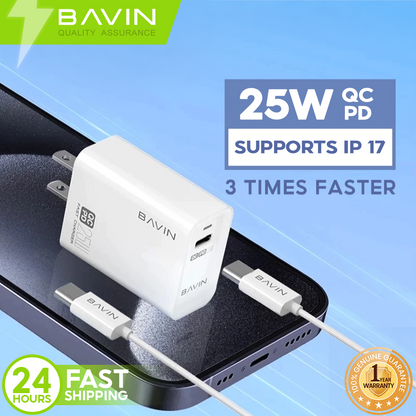 BAVIN PC657 25W PD Fast Charging Adapter Type-C Power Delivery Charging Compatible for iPhone 17
