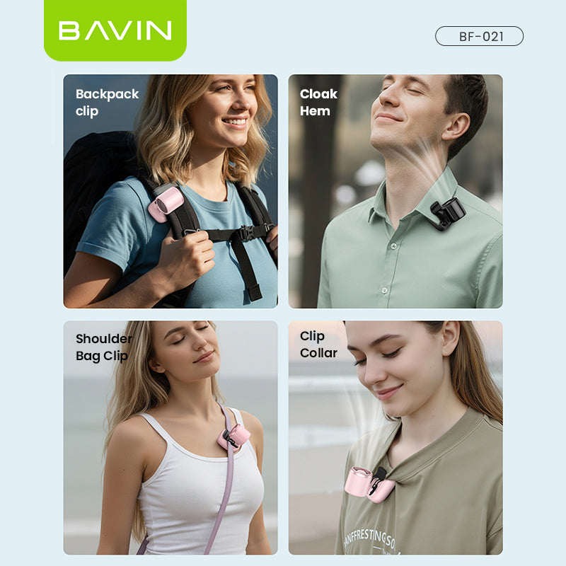 BAVIN BF021 Portable Clip Fan 1200mAh Rechargeable Desk Fan w/High Speed 16000RPM+3 SpeedStrong Wind